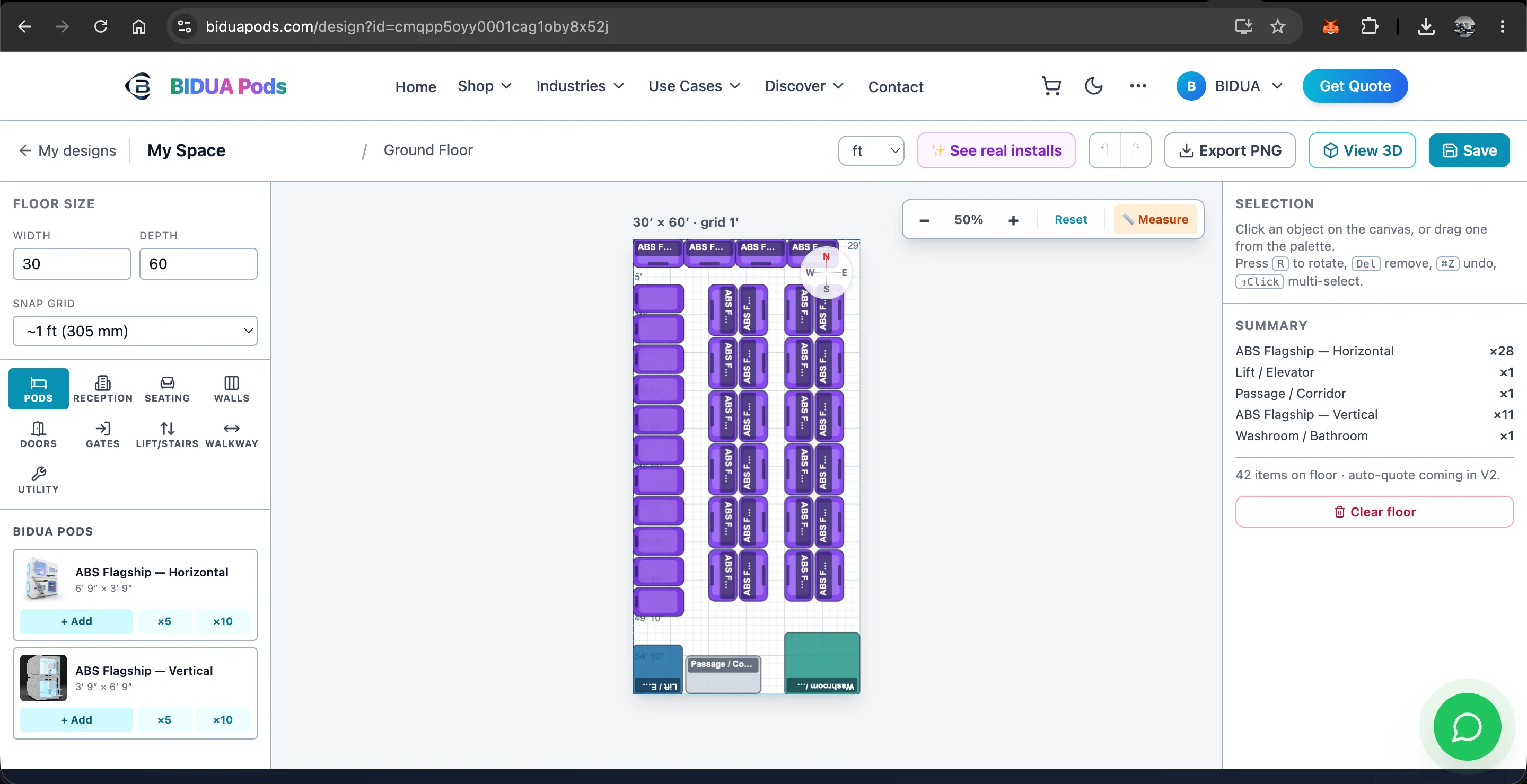 BIDUA 3D space planner — example layout 1