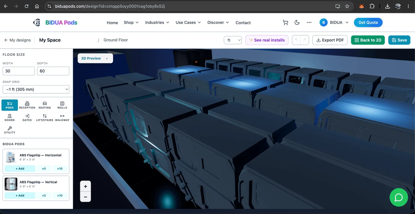 BIDUA 3D space planner — example layout 5