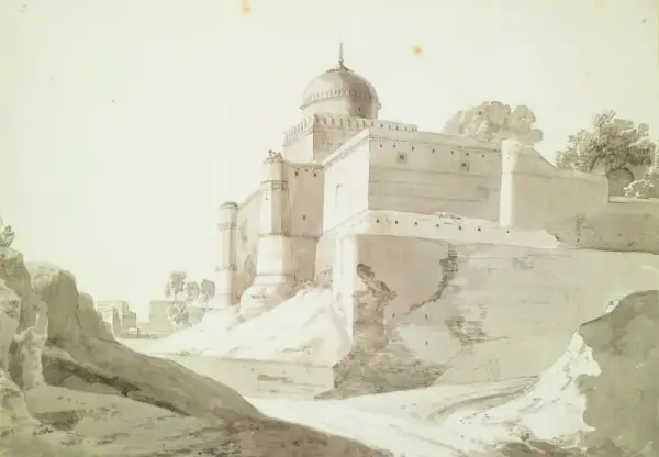 Perspective view of the mosque at Sambhal (RIBA architectural drawing), Sambhal