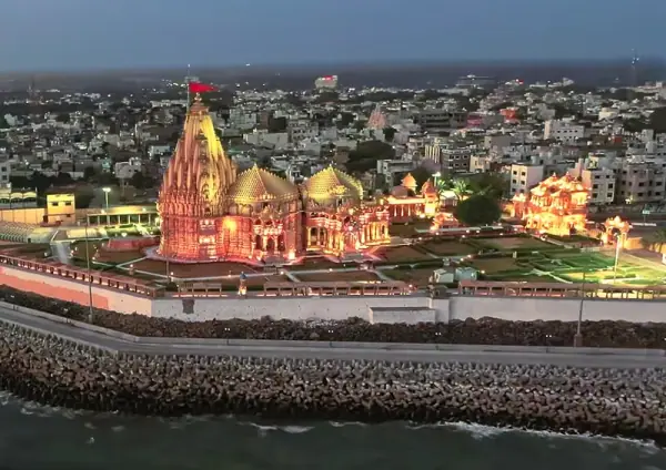 Somnath temple aerial, Somnath