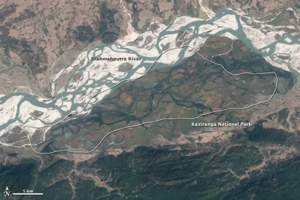 Kaziranga National Park aerial, Kaziranga